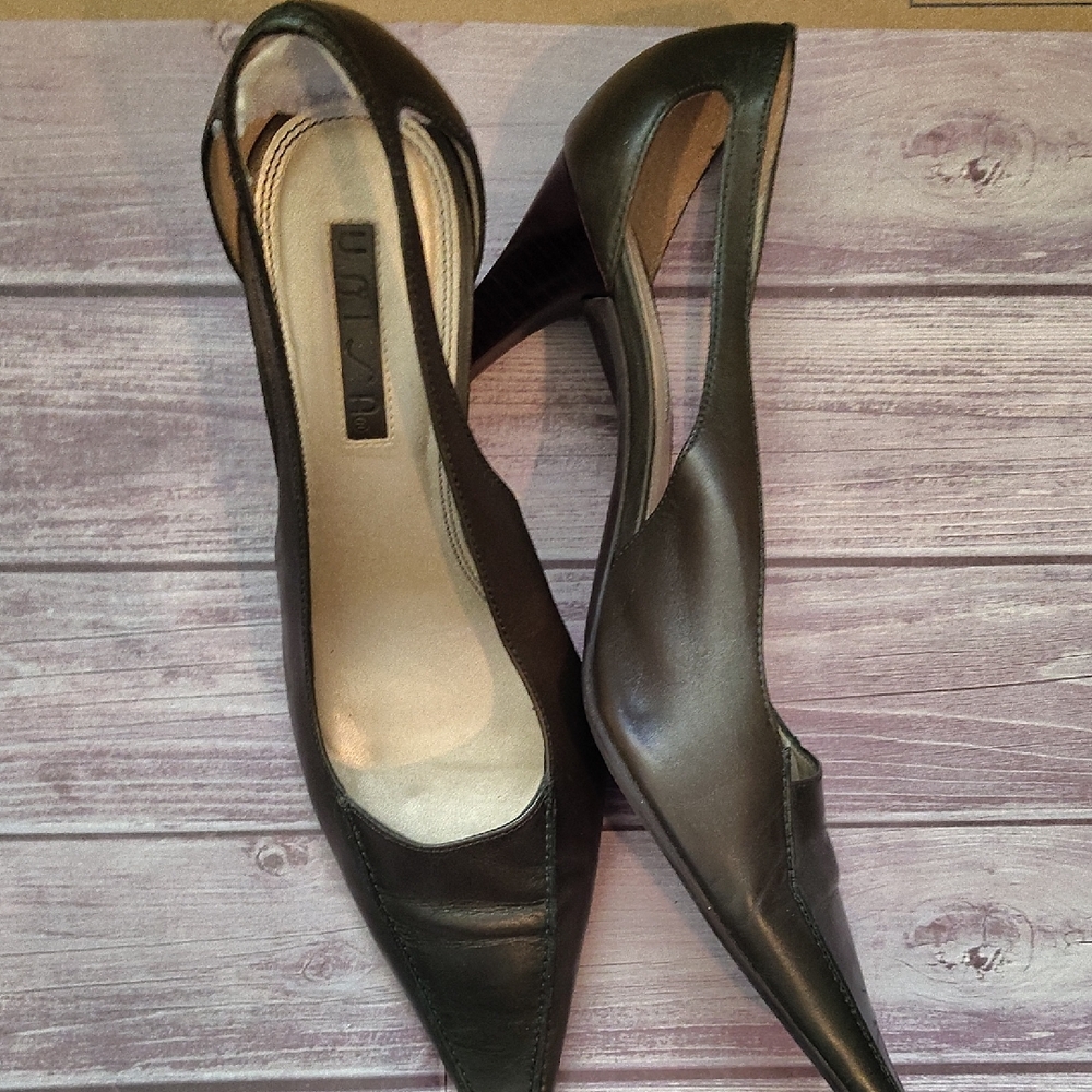 Unisa Green leather Pointed Heels
